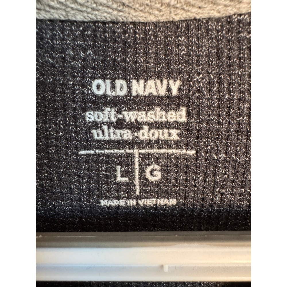 Old Navy Mens Charcoal Gray Waffle Knit Thermal Shirt Large Gorpcore Basics - Picture 2 of 12